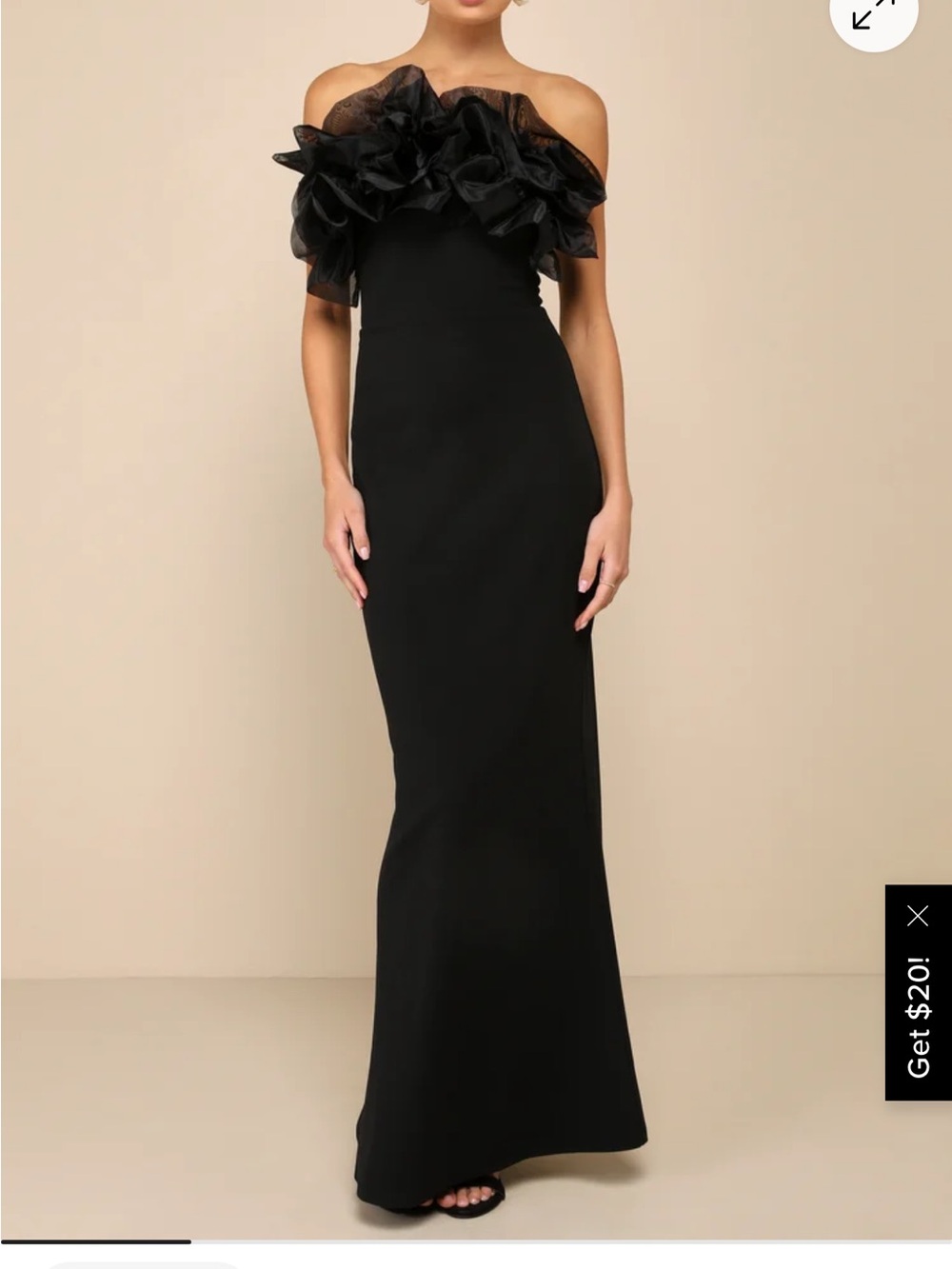 Lulu's Black Ruffle-Trim Maxi Slip Dress